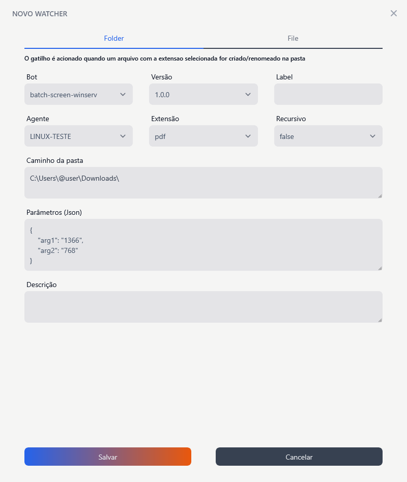 Watcher Trigger Folder